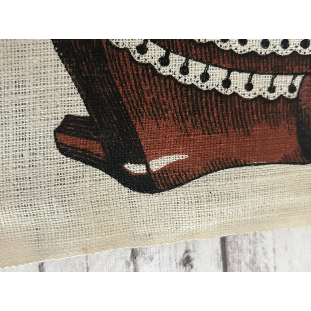 1979 Vintage MCM Linen Calendar Tea Towel Wall Hanging Country Horses Folk Art